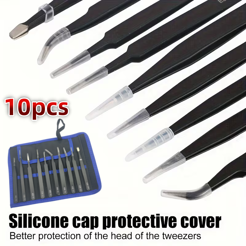 Diy Home Electronics Projects - 10Pcs ESD Anti‑Static Tweezers Set Stainless