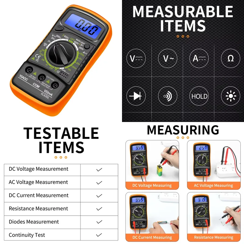 Multimeter Digital - 2000 Counts 1999 Digits Hand-held Smart